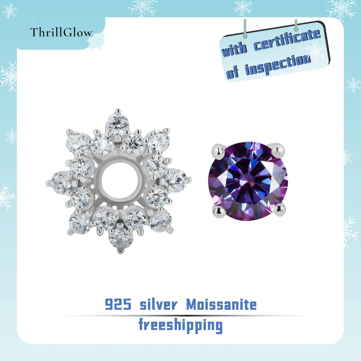 【#109 ThrillGlow】925 Sterling Silver Purple Moissanite Earrings
