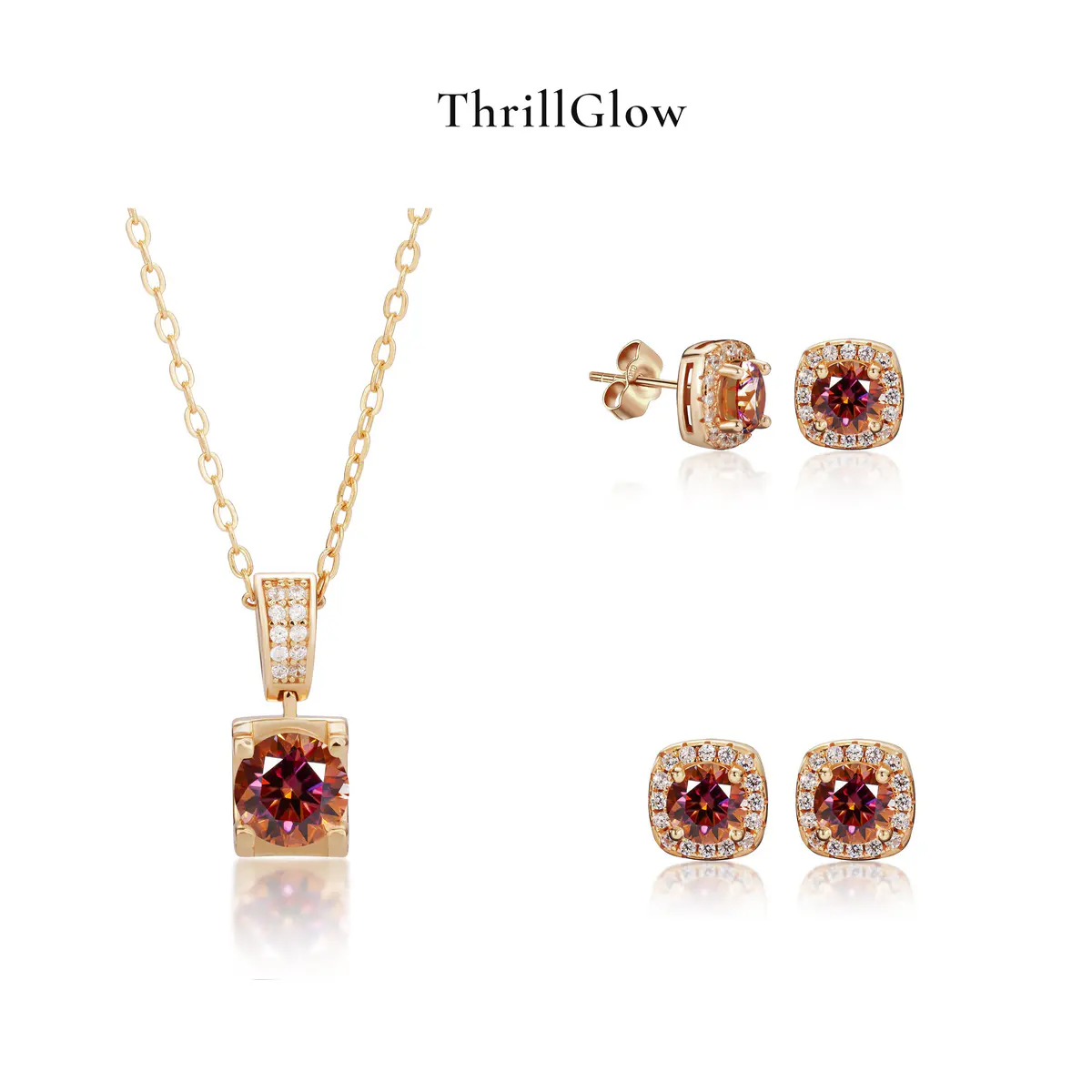 【#127 ThrillGlow】925 Sterling Silver Moissanite Jewelry Set