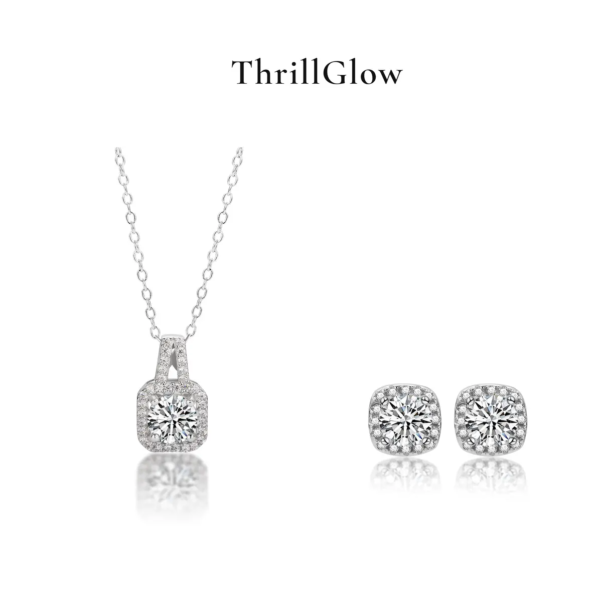 【#140 ThrillGlow】925 Sterling Silver Moissanite Necklace&Earring Buds