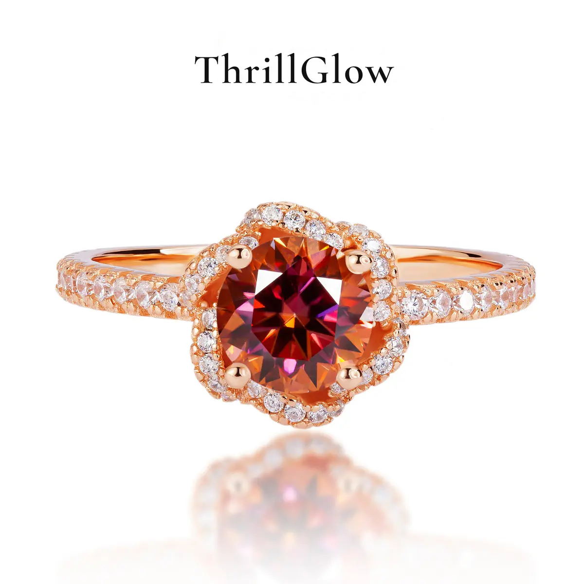 【#158 ThrillGlow】Sunset Moissanite 925 Sterling Silver Rings