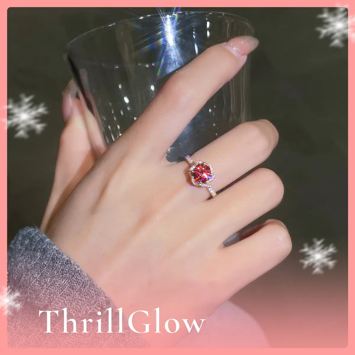 【#158 ThrillGlow】Sunset Moissanite 925 Sterling Silver Rings