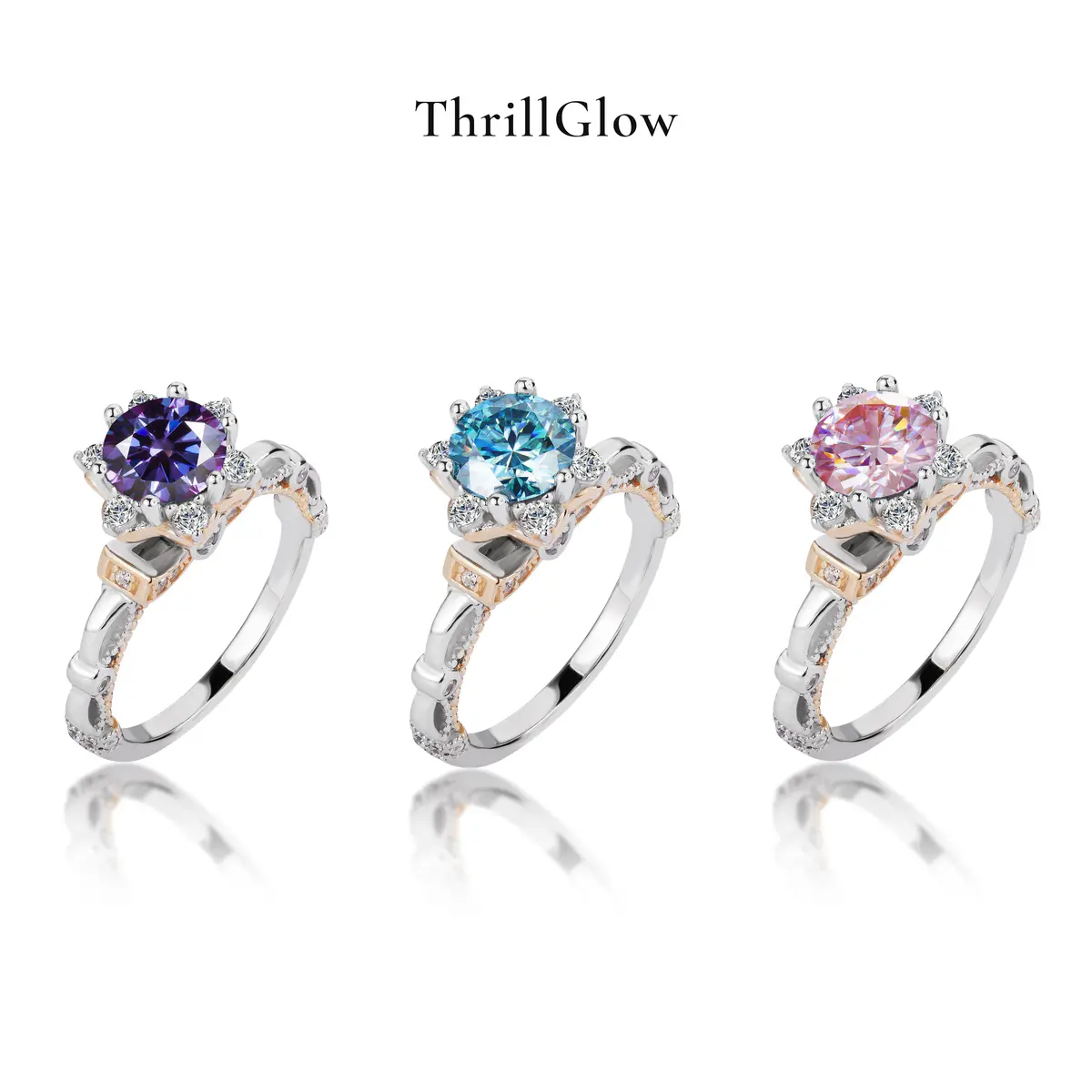 【#161 ThrillGlow】925 Sterling Silver Moissanite Rings