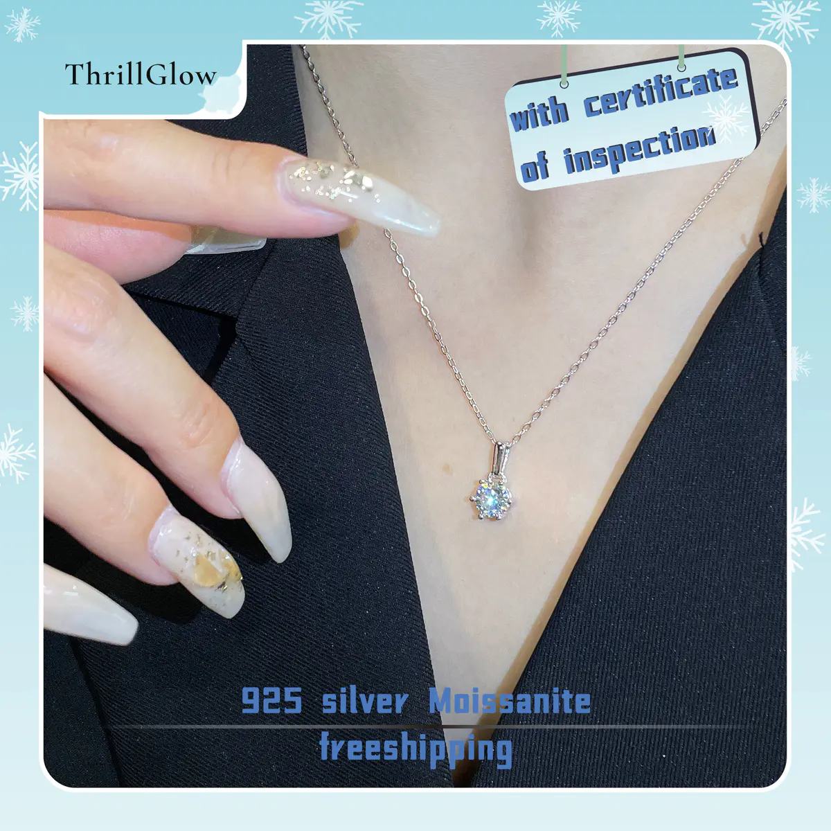 【#19 ThrillGlow】925 Sterling Silver Moissanite Necklace
