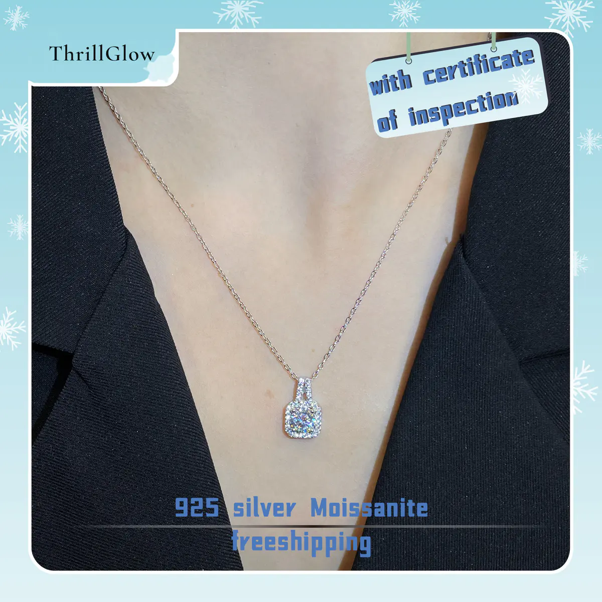 【#20 ThrillGlow】925 Sterling Silver Moissanite Necklace