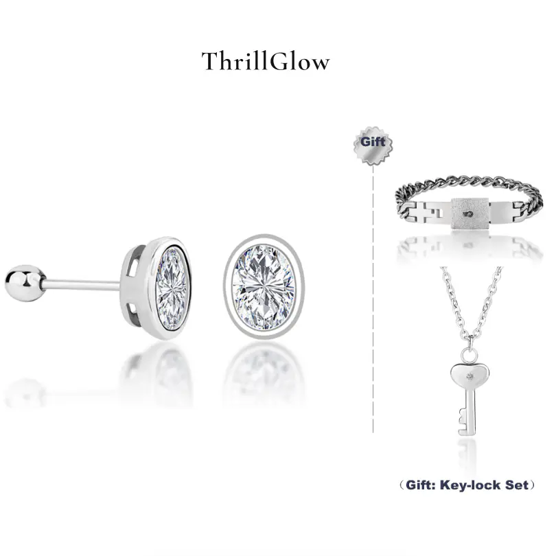 【#162 ThrillGlow】925 Sterling Silver Moissanite Necklace&Earring Buds