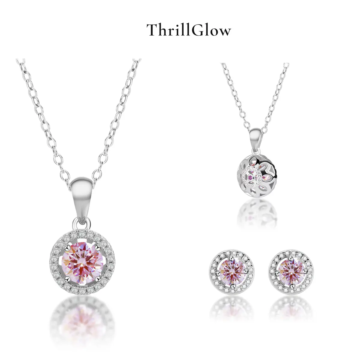 【#215 ThrillGlow】925 Sterling Silver Moissanite Necklace&Earring Buds