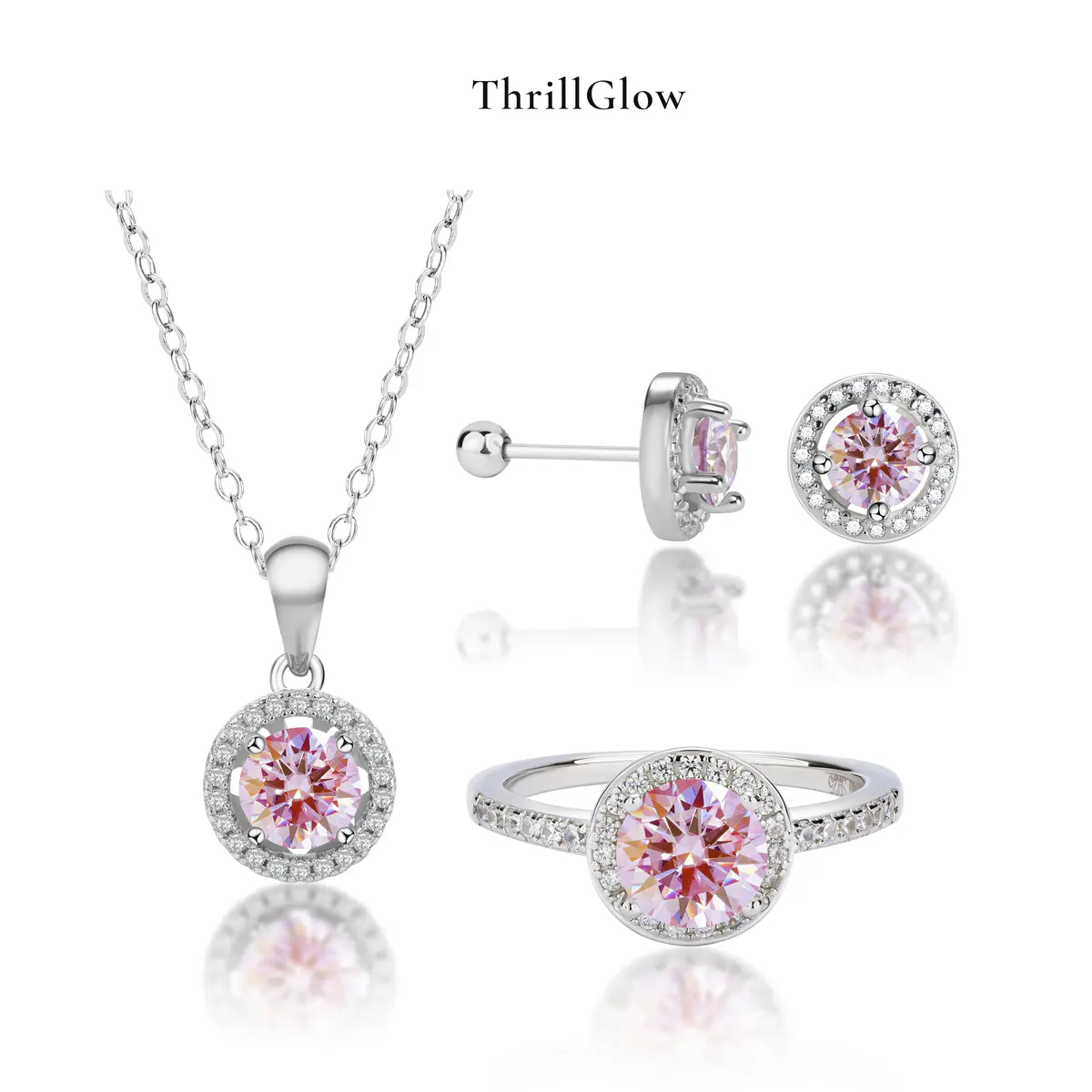 【#216 ThrillGlow】925 Sterling Silver Moissanite Necklace&Earring Buds