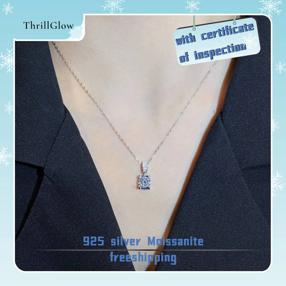 【#22 ThrillGlow】925 Sterling Silver Moissanite Necklace