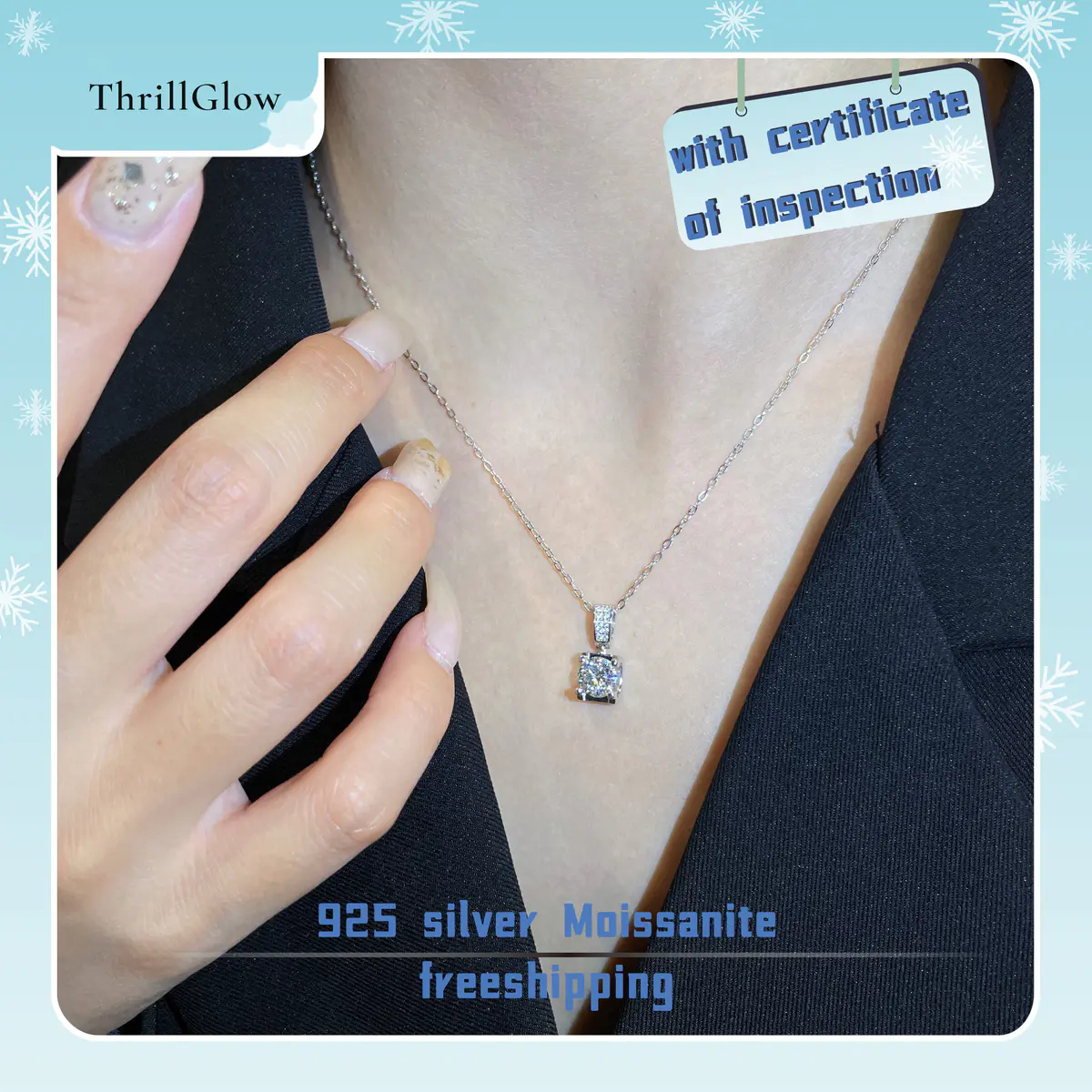 【#22 ThrillGlow】925 Sterling Silver Moissanite Necklace