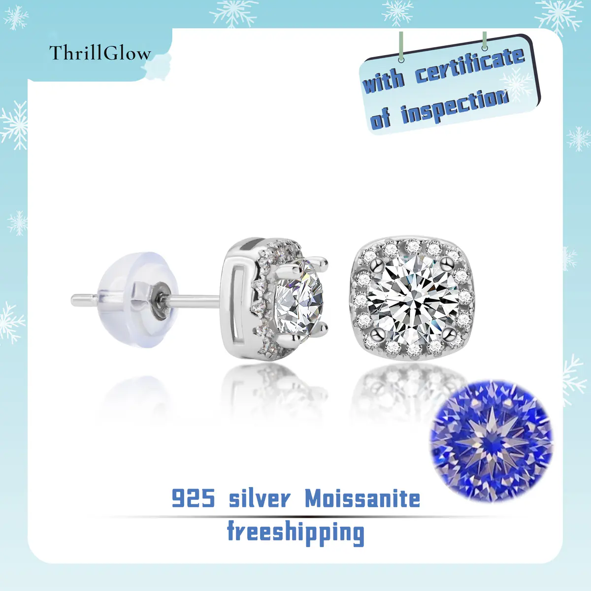 【#24 ThrillGlow】925 Sterling Silver Moissanite Earrings