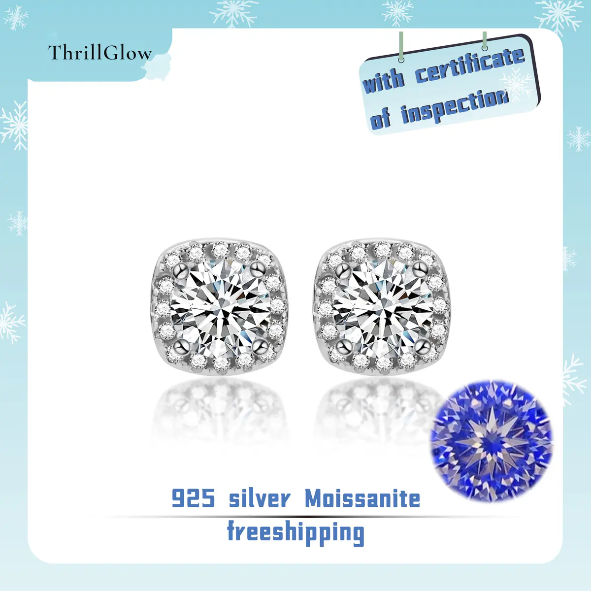 【#24 ThrillGlow】925 Sterling Silver Moissanite Earrings