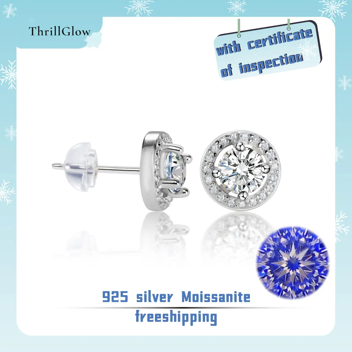 【#25 BeHost】925 Sterling Silver Moissanite Earrings