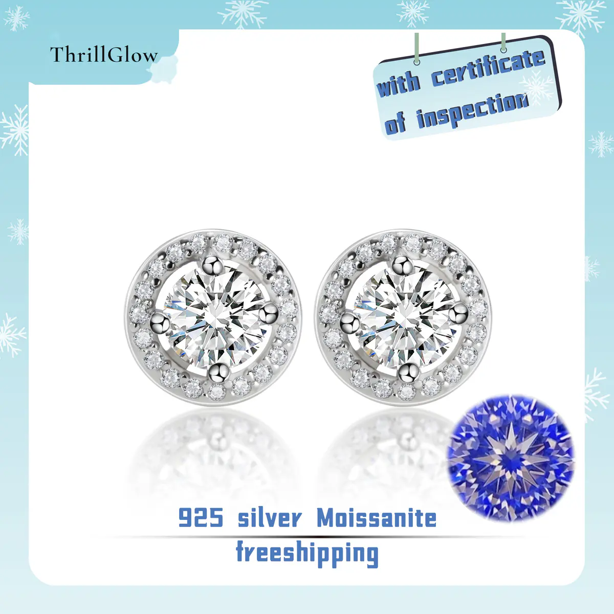 【#25 BeHost】925 Sterling Silver Moissanite Earrings