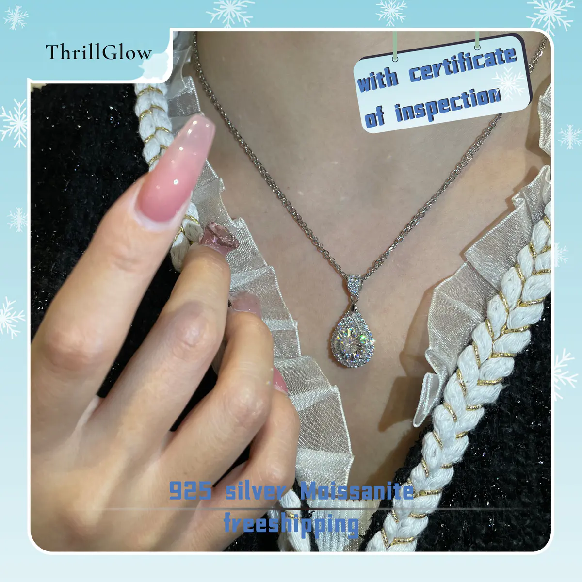 【#64 ThrillGlow】925 Sterling Silver 5CT Moissanite Necklace
