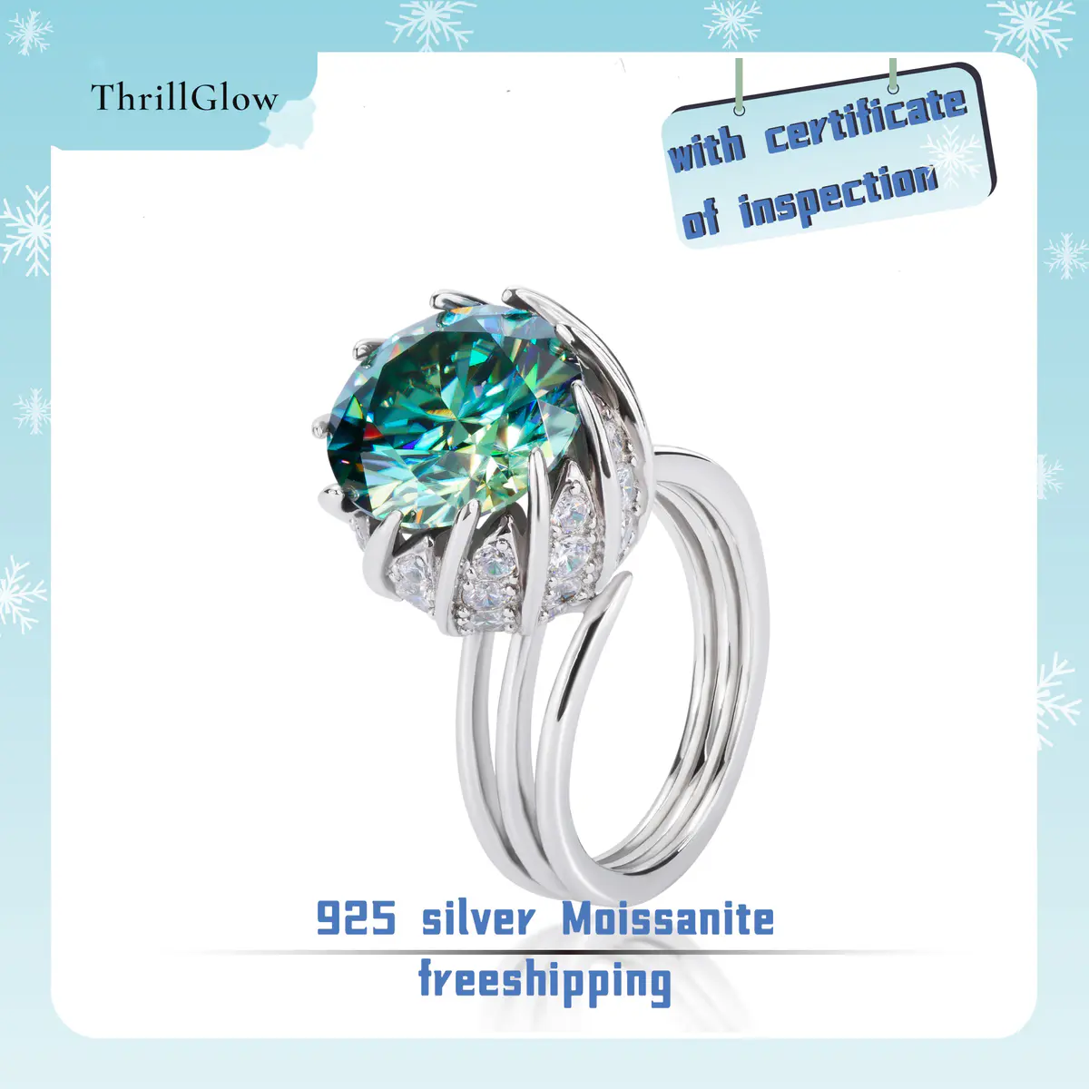 【#73 ThrillGlow】925 Sterling Silver 5CT Moissanite Rings