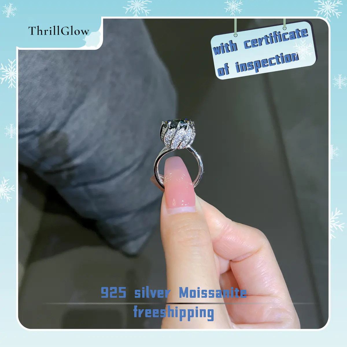 【#73 ThrillGlow】925 Sterling Silver 5CT Moissanite Rings