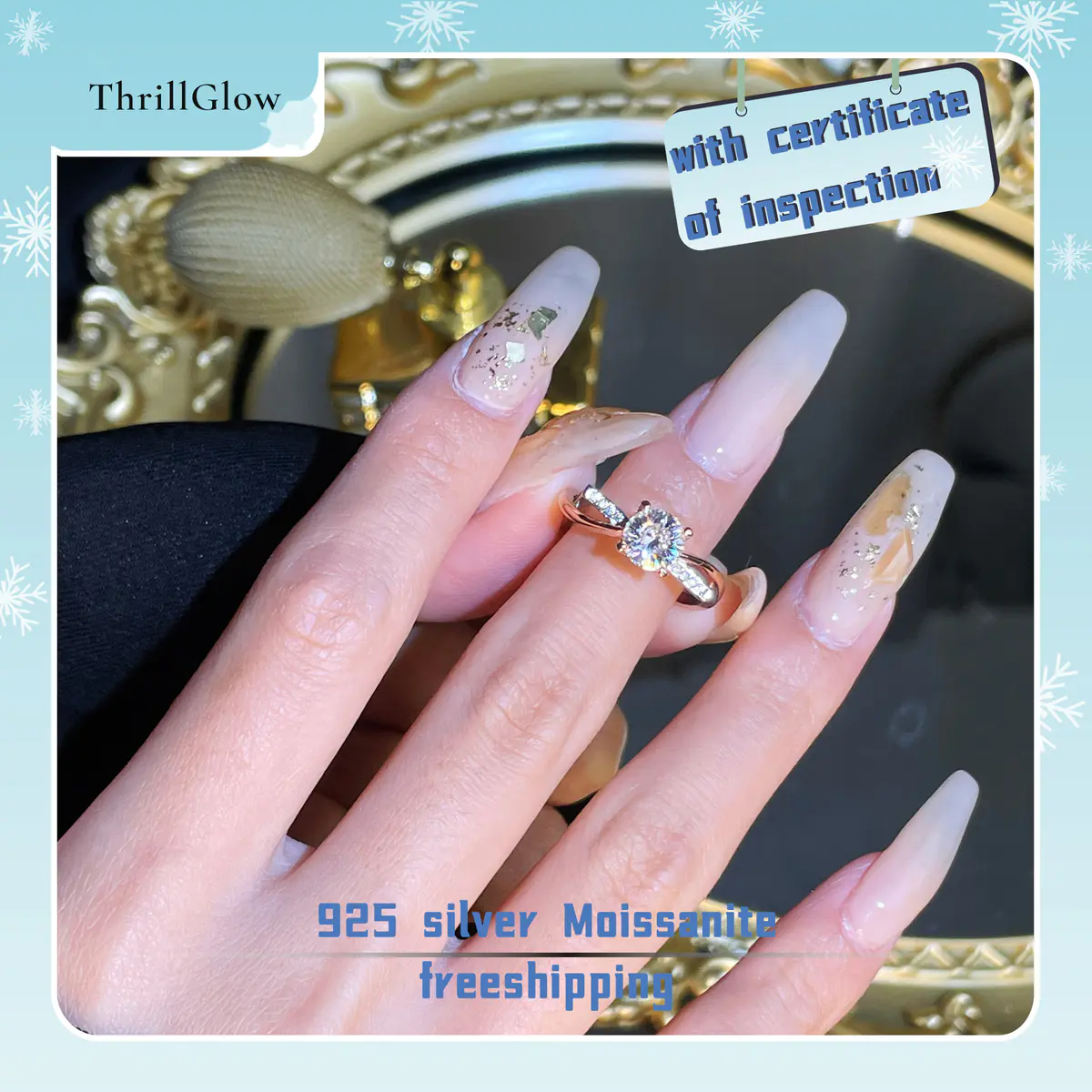 【#8 ThrillGlow】 925 Sterling Silver Moissanite Ring