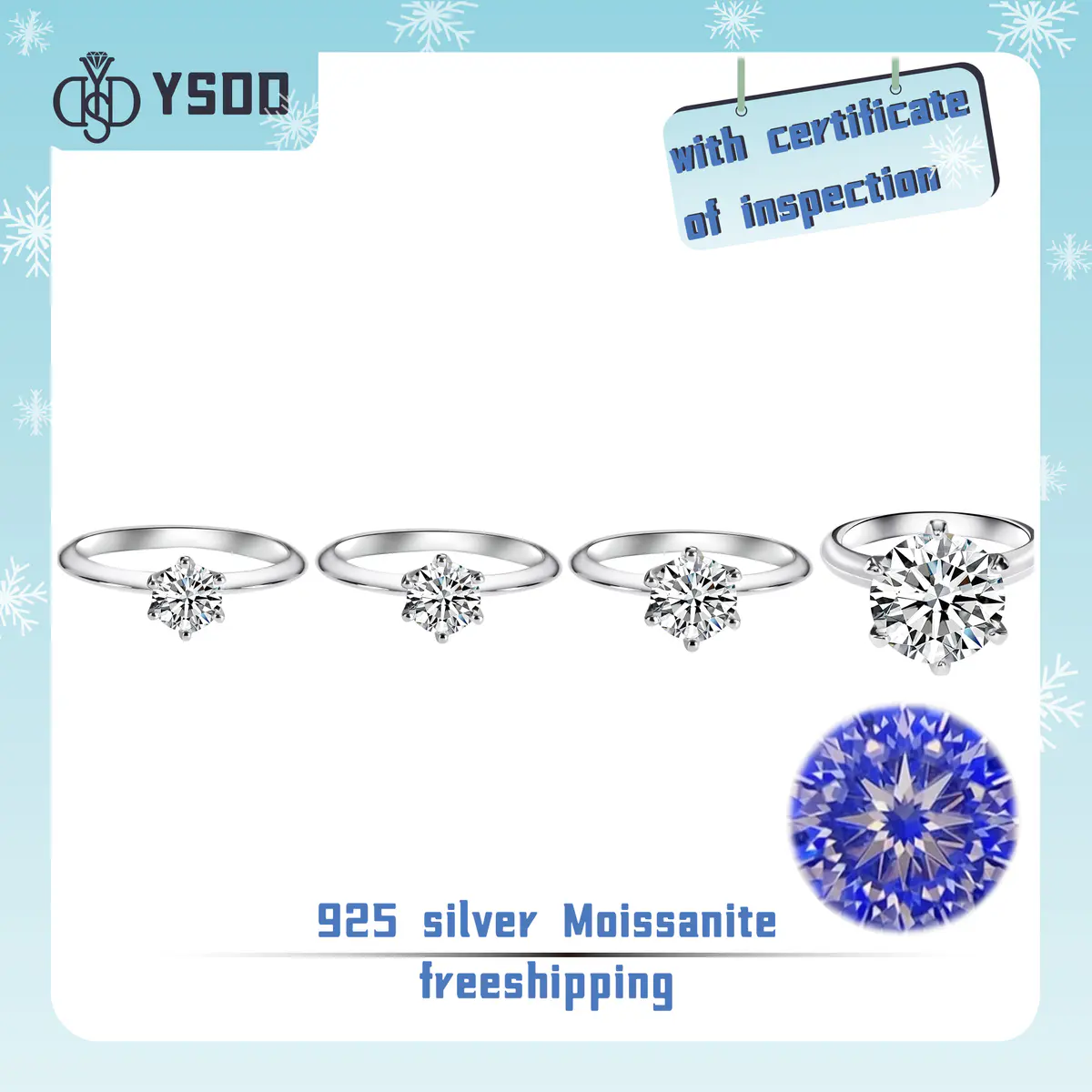 【#17 YSDD】925 Sterling Silver Moissanite Rings