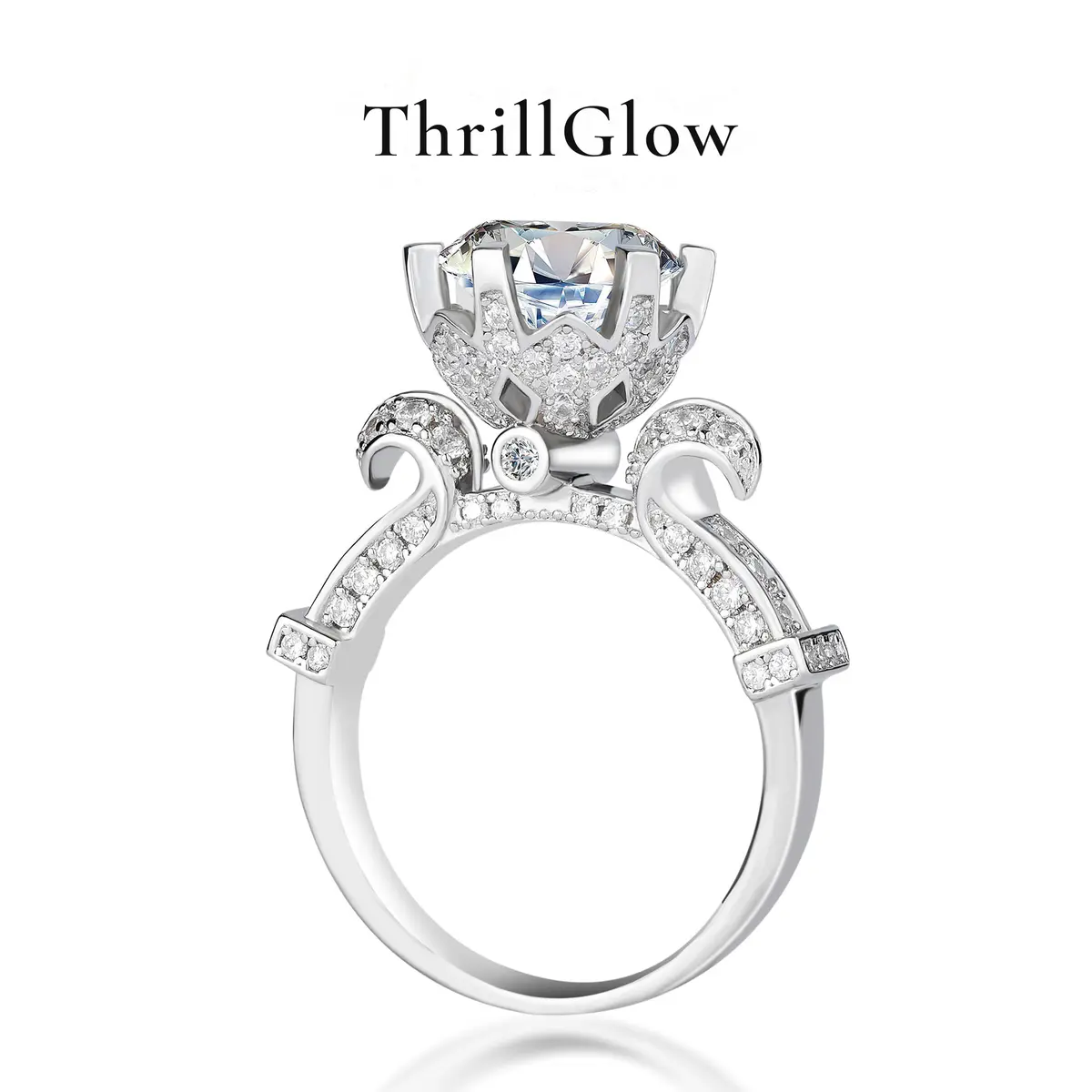 【#170 VIPStreamers】3CT Vintage Lotus Flower Moissanite Ring in 925 Sterling Silver