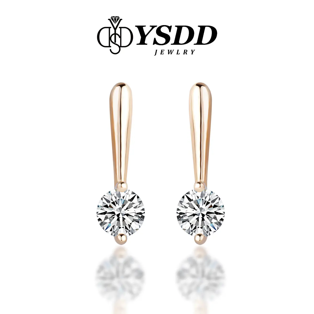 【#172 YSDD】Classic Solitaire Moissanite Drop Earrings in 925 Sterling Silver